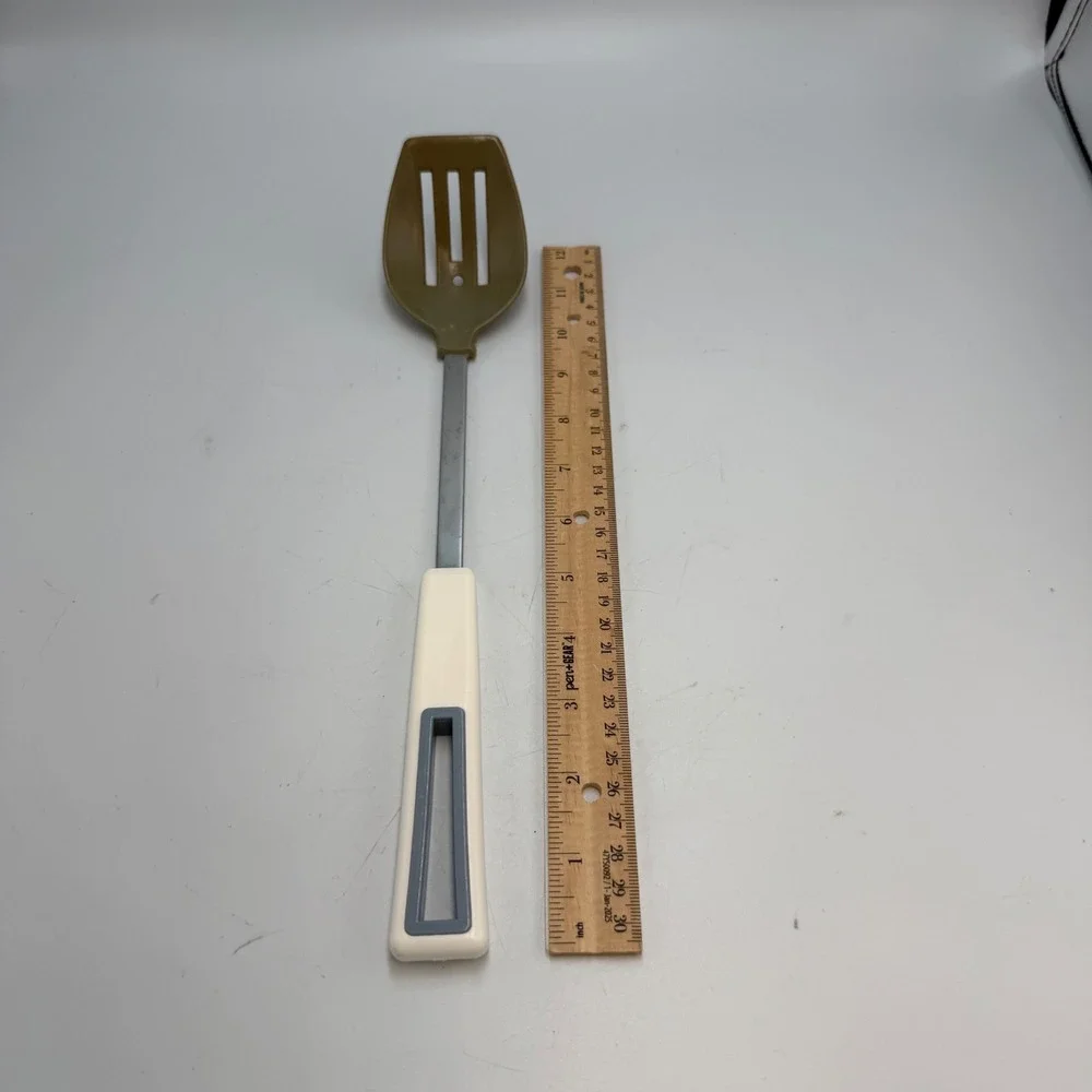 Vintage Hoan Slotted Spatula Turner Nylon Head Stainless Steel White Handle
